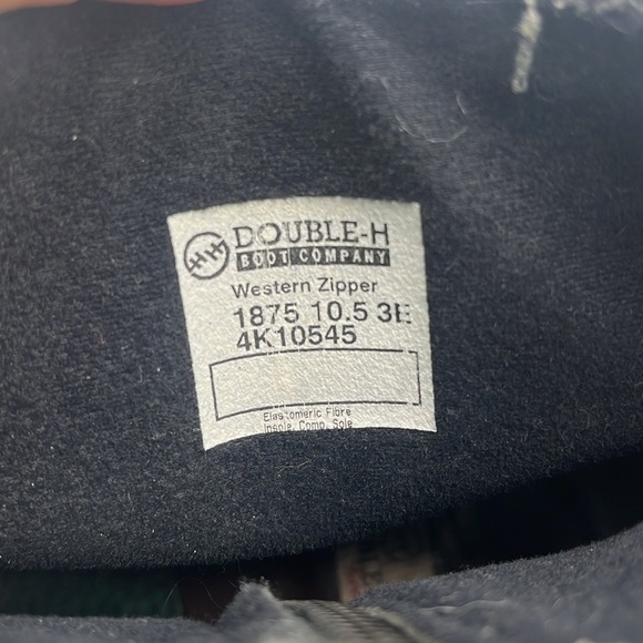 Double H Black Leather Side Zip Western Boots Men Size 10.5 BLEMISH - Picture 10 of 10